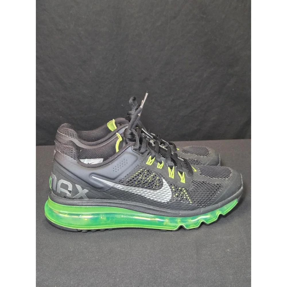 Nike Air Max 2013 Black Electric Green Kids Running‎ Shoes 555426-003 Size 5Y